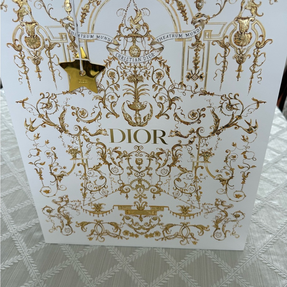 Dior White and Gold Ornate Design Bag